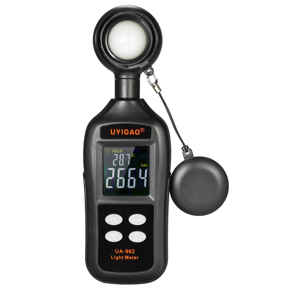 UYIGAO Mini Digital Lux Meter LCD Display Handheld Illuminometer Luminometer Photometer Luxmeter Light Meter 0-200000 Lux with Max/Min/Data Hold Mode