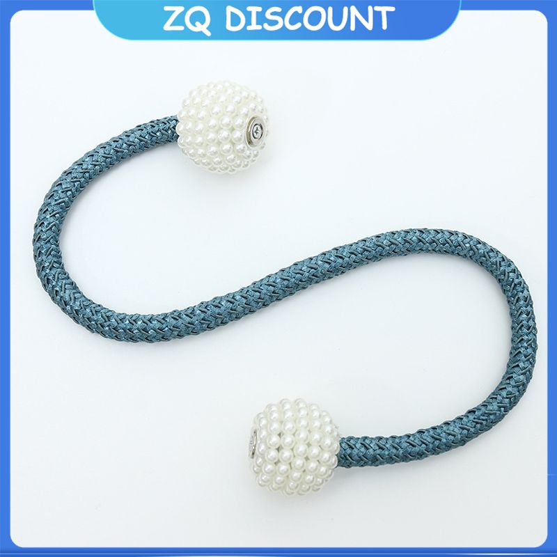 2-Pack Curtain Pearl Magnetic Strap Braided Belt Ball Buckle No Punch Curtain Holder XPB-16