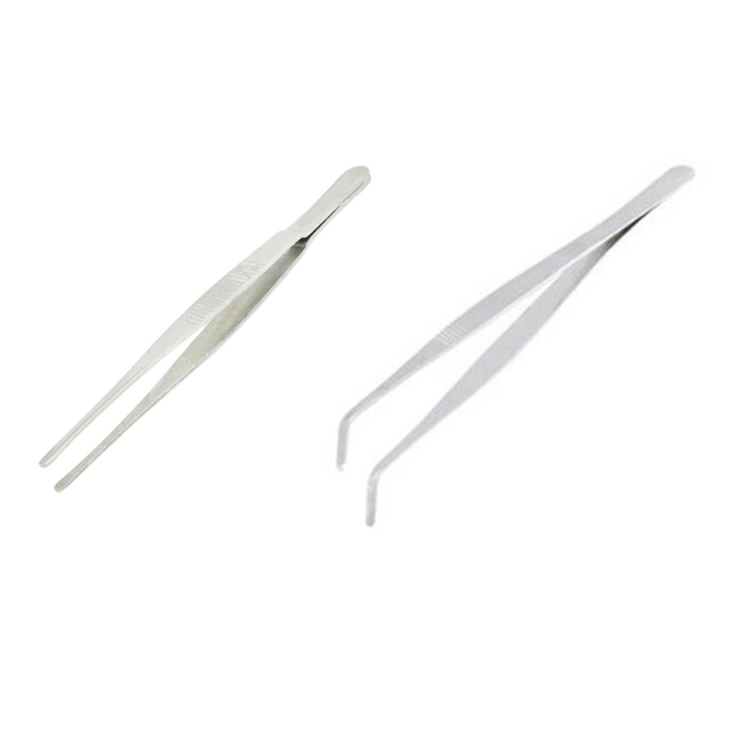 20cm Angled Slanted Tip Metal Curved Tweezer  Tone & 5.5 inch Long  Tone Stainless Steel Round Tip Tweezers