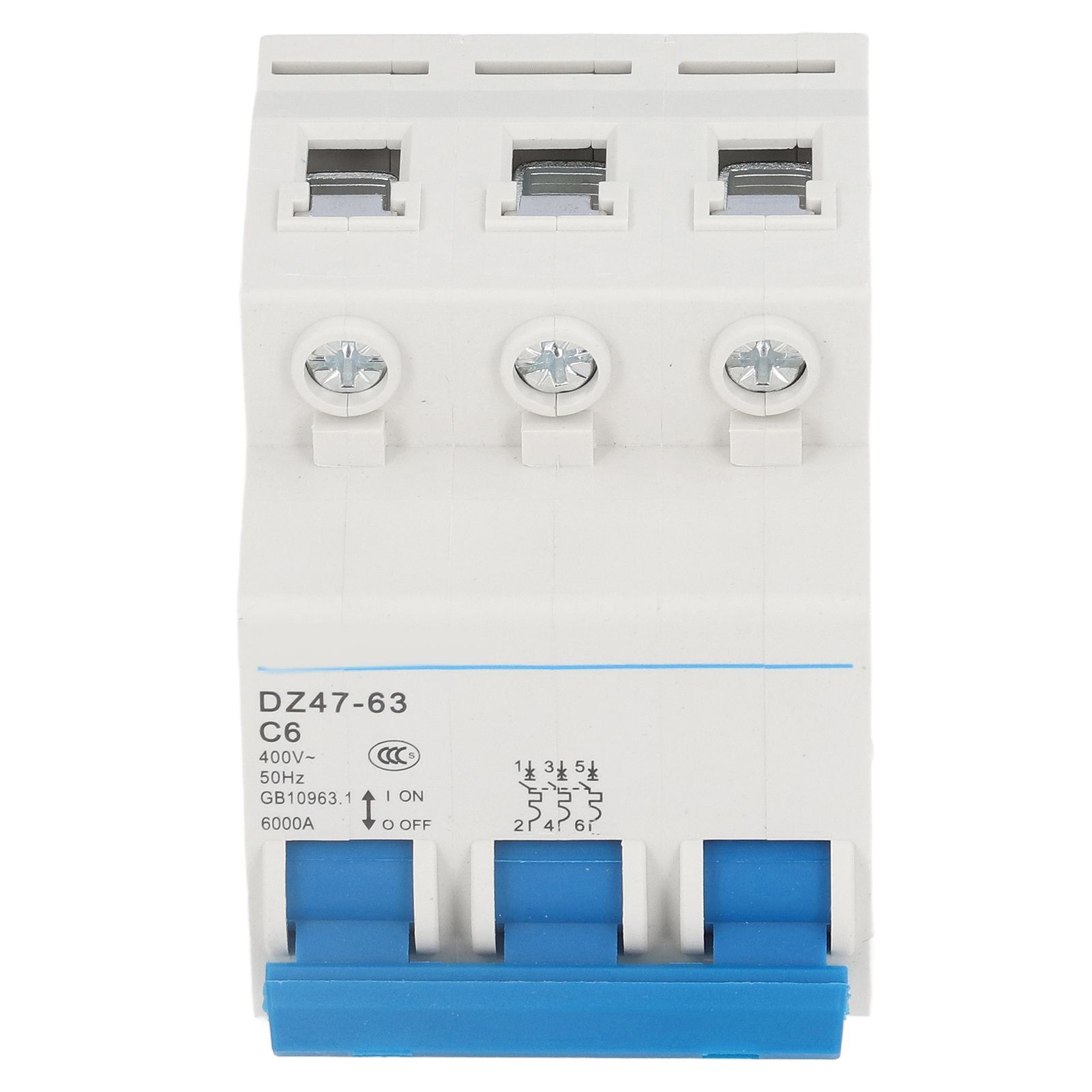 Limeng La 3P Circuit Breaker Pa66 DIN Rail Mount Miniature Breaking Capacity 6000A 400V 6A