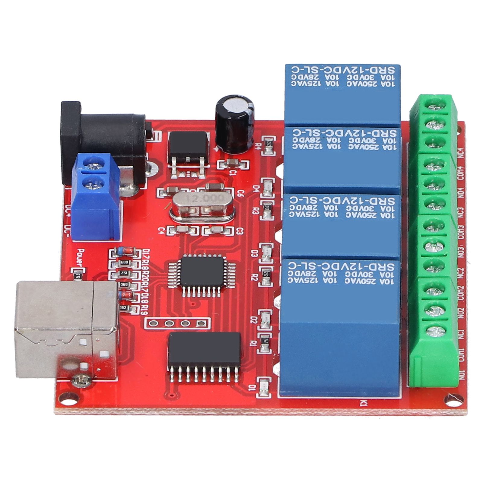 4 Channel Relay Module Drive‑Free PC Intelligent Switch Controller PCB Board DC 12V
