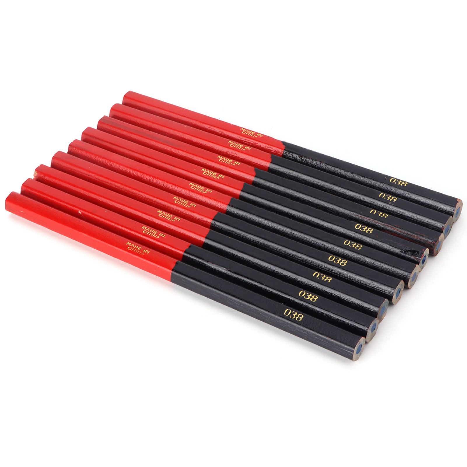 New 9xCarpenters Pencils Red Blue 2Core Hex 2Head Woodworking MarkPen Hand Tool
