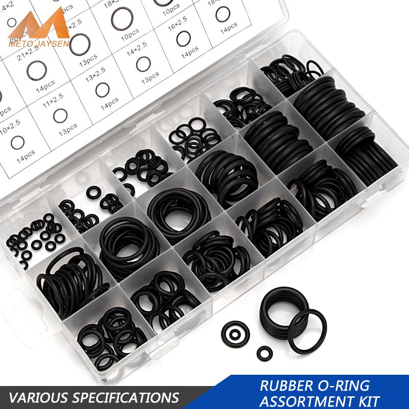 200PCS NBR Rubber Black Sealing O Rings Replacement Seal Kit Gasket O-ring Assortment Set with Plastic Case 15 Different Sizes