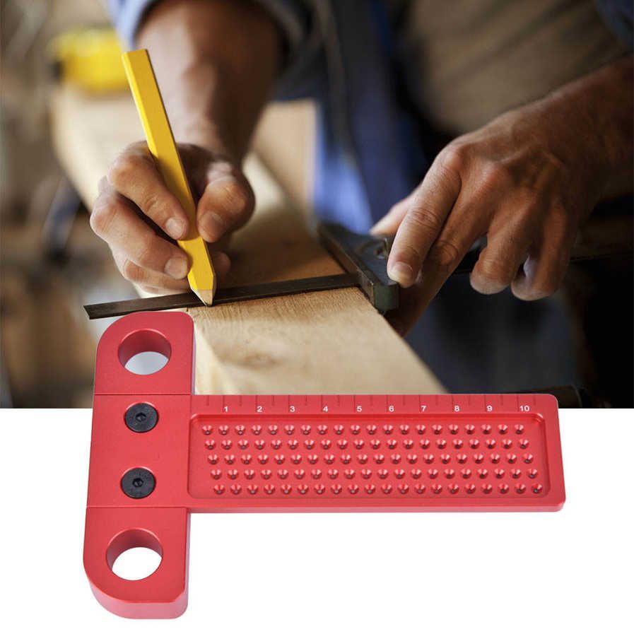 Scribing Gauge Woodworking Ruler T-type Aluminum Hole Carpenter Crossed Marking Tool