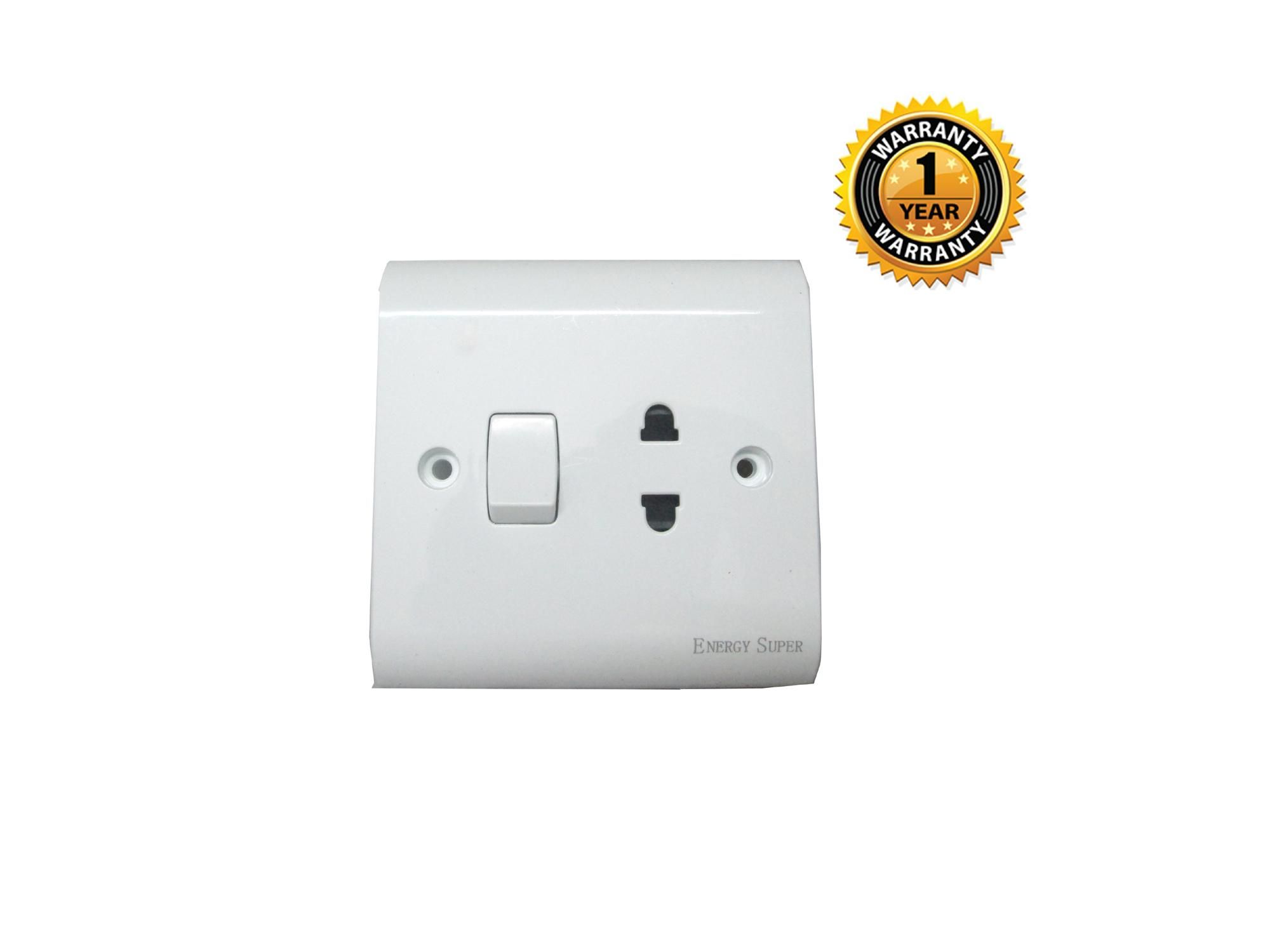 2 Pin Socket WITH Switch- White