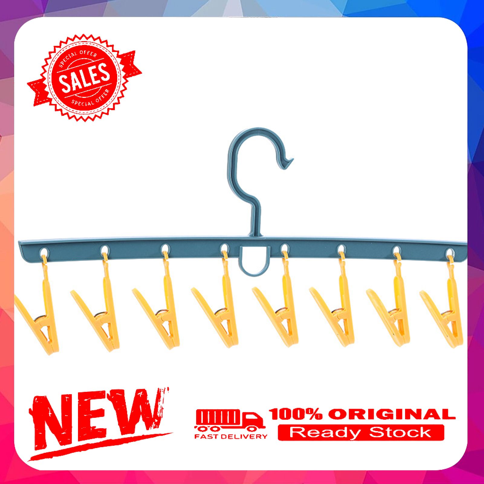 Multifunction Clothes Hanger with 8 Clips Antiskid Space Saving Closet Organizer