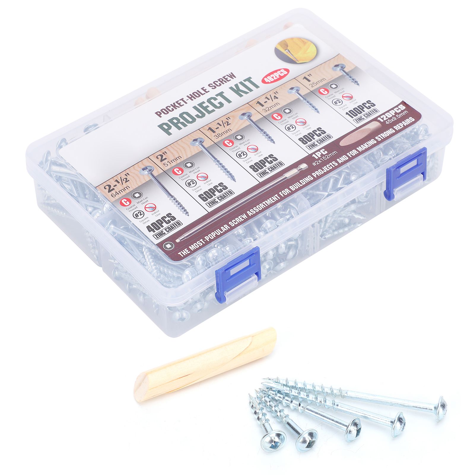 Himeng La 8mm Self Drilling Screws Kit Woodworking SQ2 Self‑Tapping Oblique Angle Tools