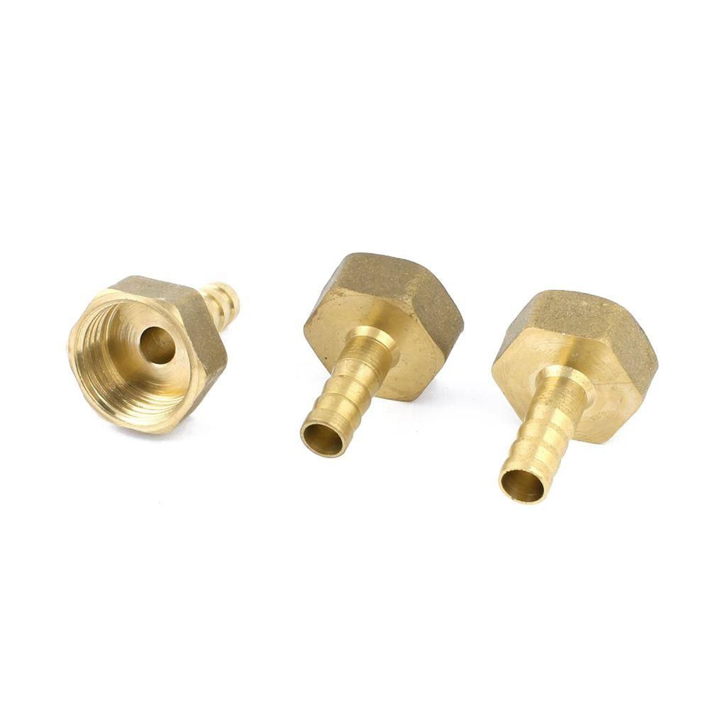 3 Pcs 1/2 BSP Female Thread 8mm Air Pneumatic Gas Hose Barbed Fitting Gold
