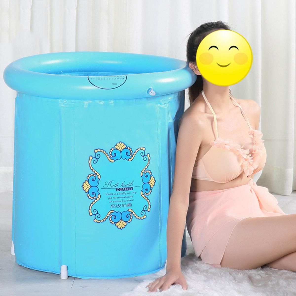 Inflatable Folding Bathtub Portable Tub Foldable Water Home Spa Massage Bath 65*70cm