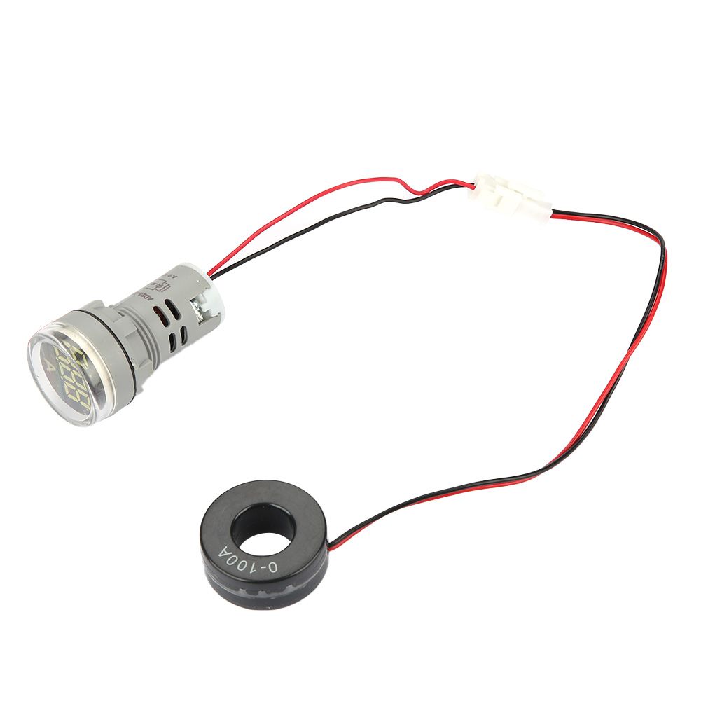 LED Ammeter 0-100A Digital Current Meter Indicator Round Lamp Light Signal