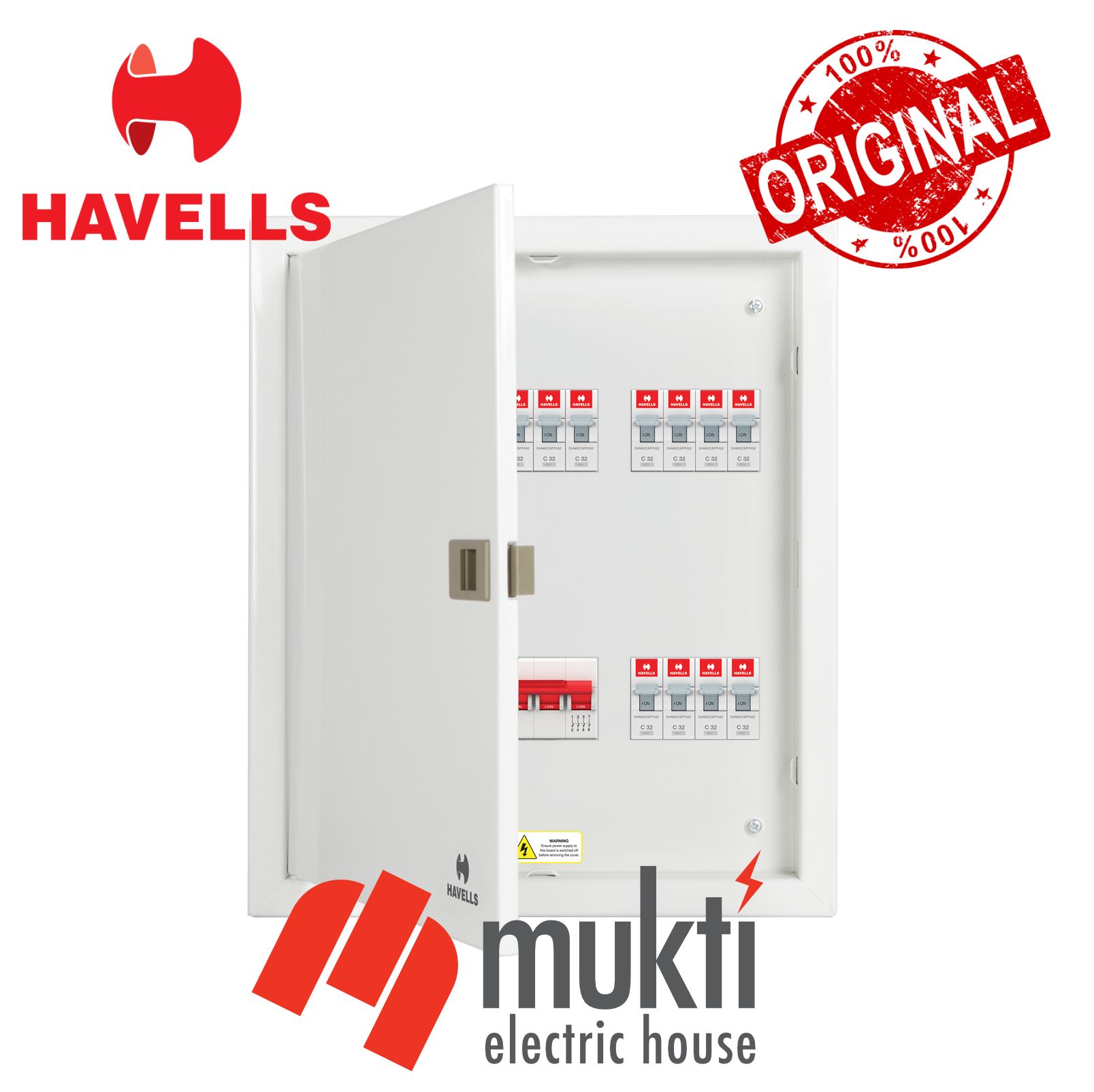 HAVELLS DB Board 12 Way Capacity 1+36 (17.5x21.5x4) Three Phase MCB Incoming for Single Phase Outgoing Distribution