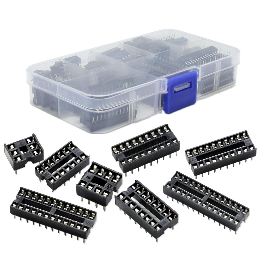 Durable 66Pcs/Lot DIP IC Sockets Adaptor Solder Type Socket Kit 6,8,14,16,18,20,24,28 Pin for arduino PCB Diy Kit