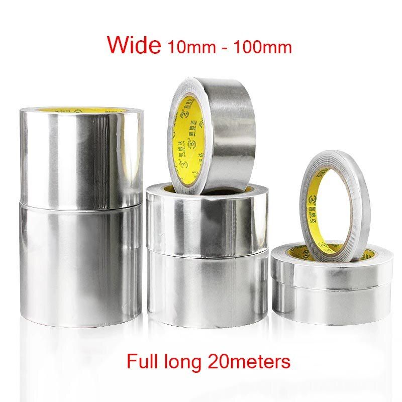 Aluminium Foil Adhesive Sealing Tape 10mm 20mm Wide Thermal Resist Duct Repairs High Temperature Resistant Foil Adhesive Tape