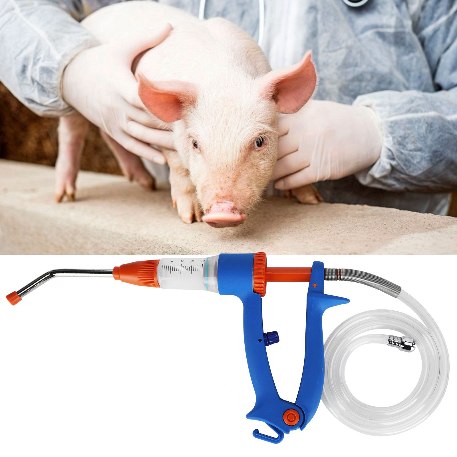 Adjustable Continuous Syringe 20ml Vaccine Injector Automatic Feeding Injection Tool Veterinary Use
