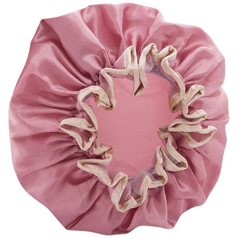 Double-Layer Shower Cap Women's Waterproof Hat Bathing Long Hair Bathing Headgear Hair Cover Oil Fume Dry Hair Cap