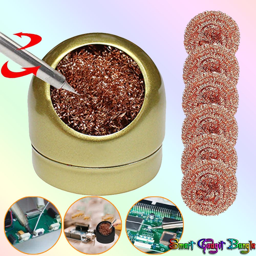 Soldering Iron Tip Cleaner Desoldering Cleaning Ball Welding Soldering Iron Mesh Filter Metal Wire Stand Steel Ball Tin Remover