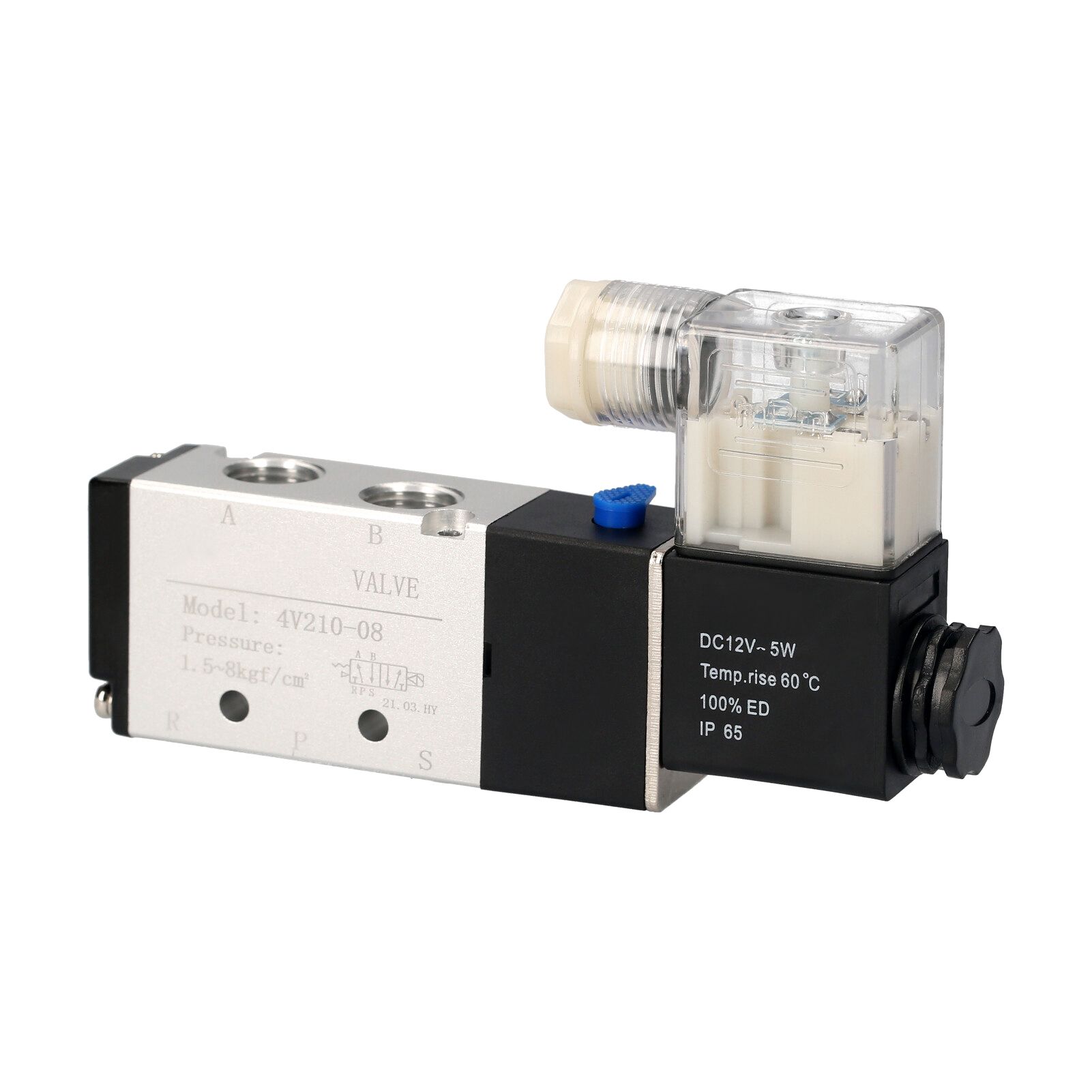 Pneumatic Air Control Solenoid Valve DC 24V PT1/4'' 5 Way 2 Position Internally Piloted Acting Type Single Electrical Control