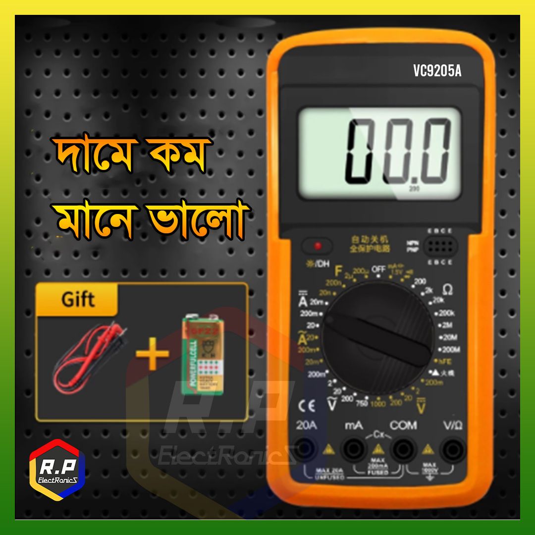 Digital Multimeter VC9205A / Digital Multimeter Volts Amps Resistors Ohms Tester VC9205A