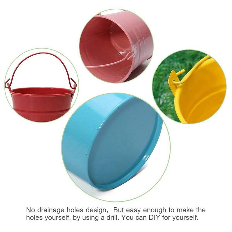 NAMUNY 24Pcs Planter for Flowers Mini Buckets Metal Table Decoration (Random Color)