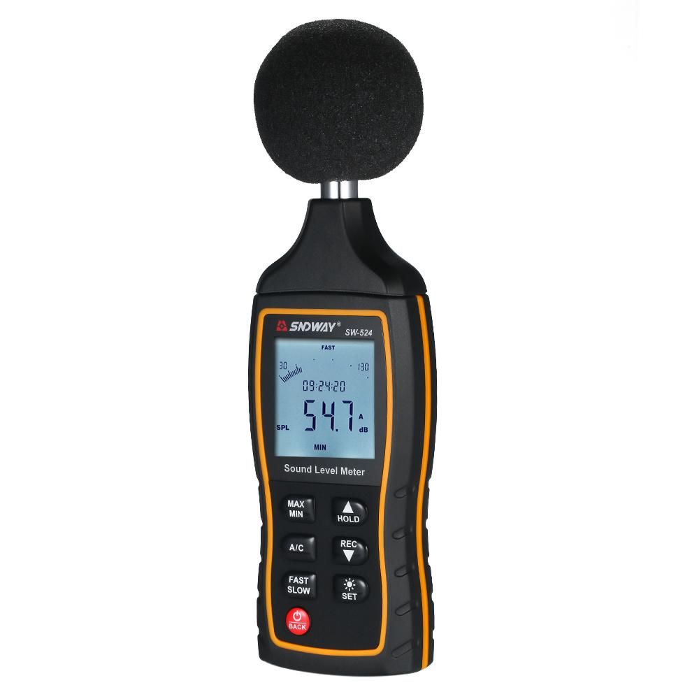 LCD Digital Sound Level Meter Digital Noisemeter Noise Volume Measuring Instrument Decibel Monitoring Tester 30-130dB Data Storage & Alarm Function