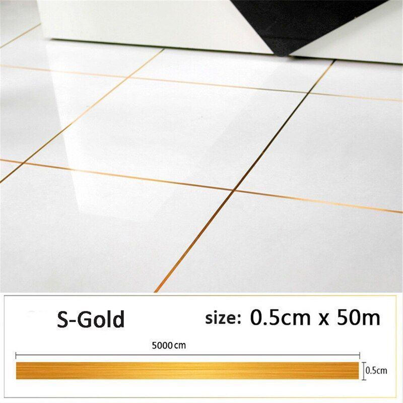 Vacclo Tile Gap Self-adhesive Strip Tape Line Sealing Foil Tape Home Living Room Waterproof Floor Crevice Sticker Decoration