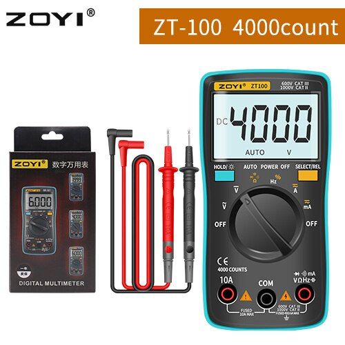 ZOYI ZT-102/102A Digital Multimeter 6000 Counts TRMS Backlight AC/DC Ammeter Voltmeter Ohm Portable Voltage Multifunction Tester