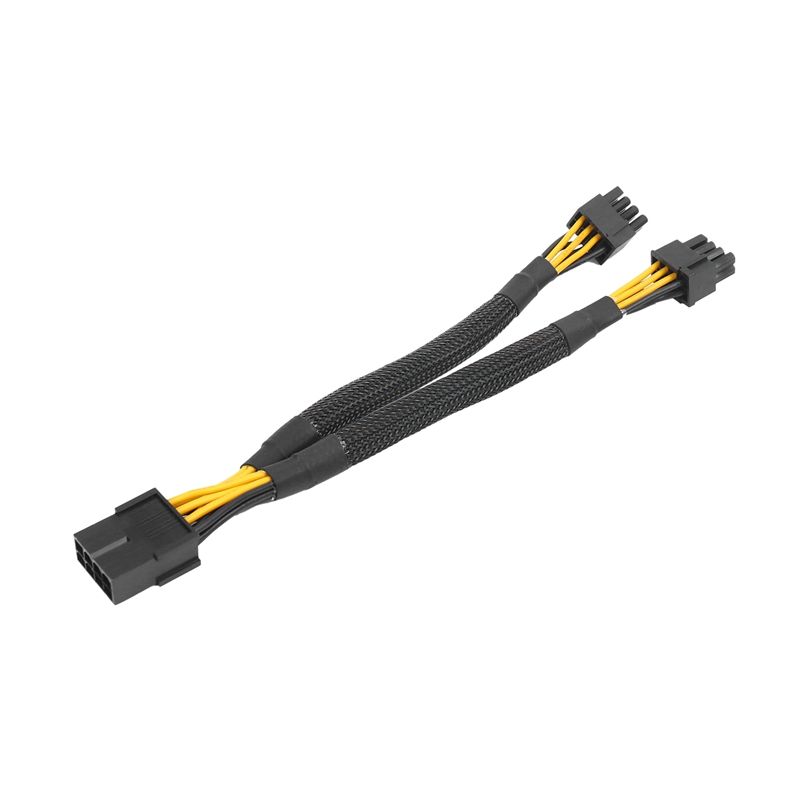 10PC GPU PCIe 8 Pin Female to Dual 2X 8 Pin (6+2) Male PCI Express Power Adapter Braided Y-Splitter Extension Cable,20cm
