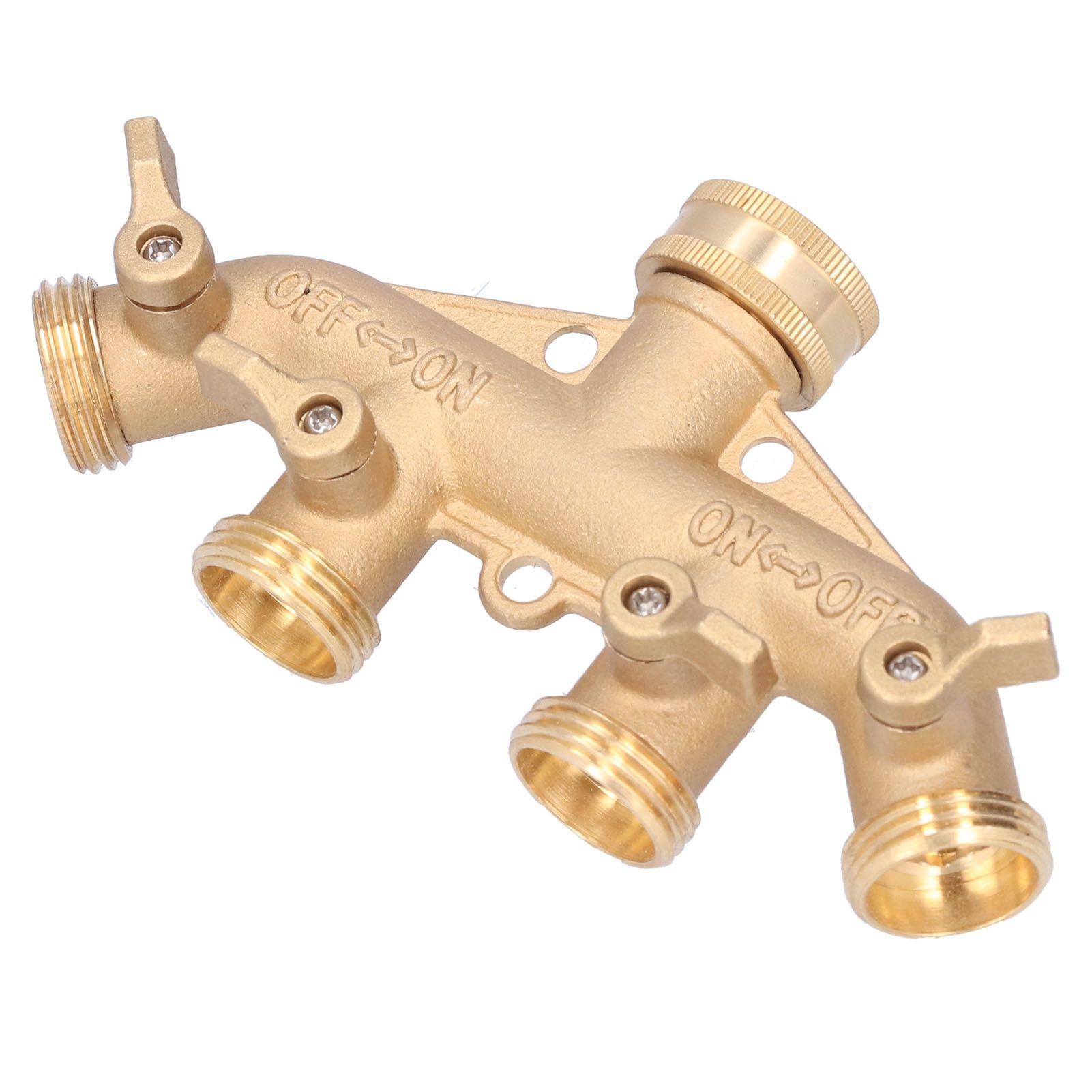 NPT 3/4 Hose Splitter 4 Way Ball Valve Water Tap Connector Distributor Kit