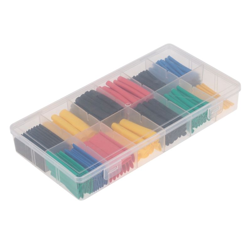 280 Pcs Heat Shrink Tubing 2:1 Wire Sleeve Electrical Wire Cable Wrap Assorted Insulation Sleeving Thermal 5 Colors 8 Sizes in a Plastic Box