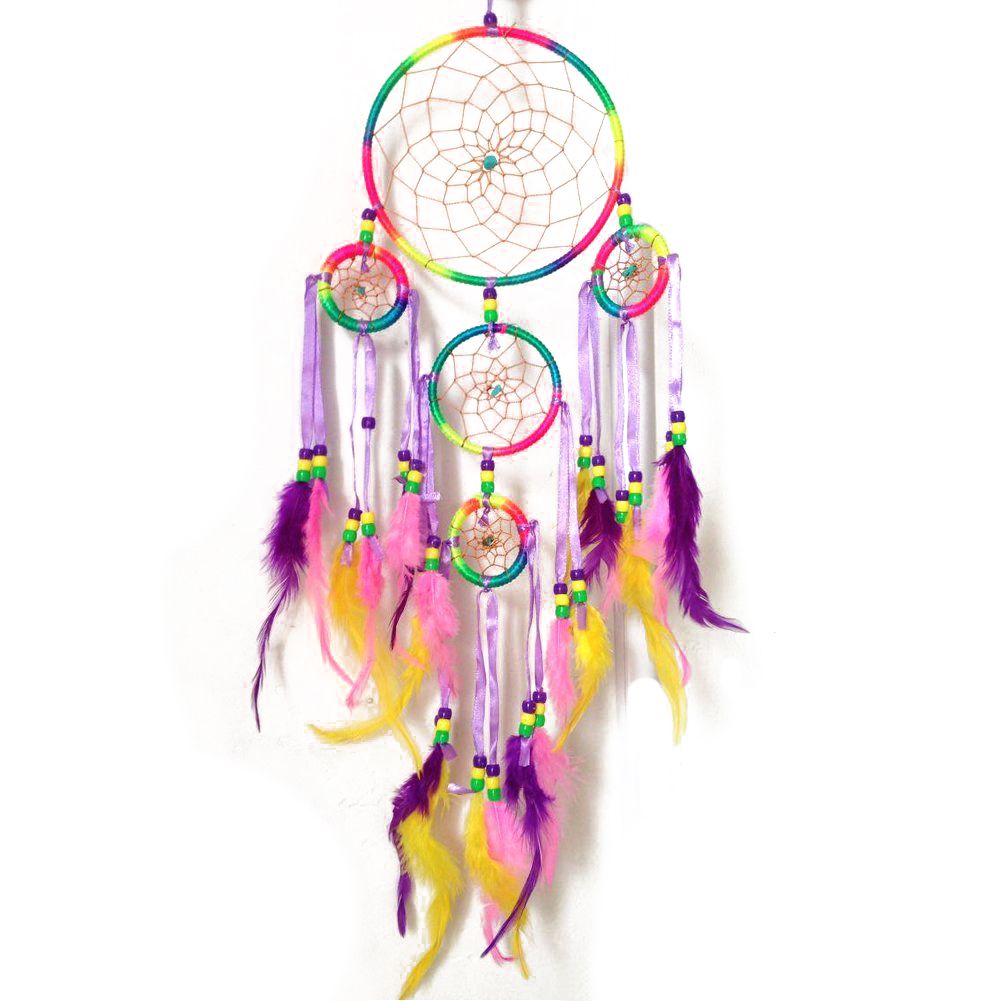 Durable Handmade Dream Catcher Traditional Dreamcatcher Wall Hanging Decoration Colorful Feather