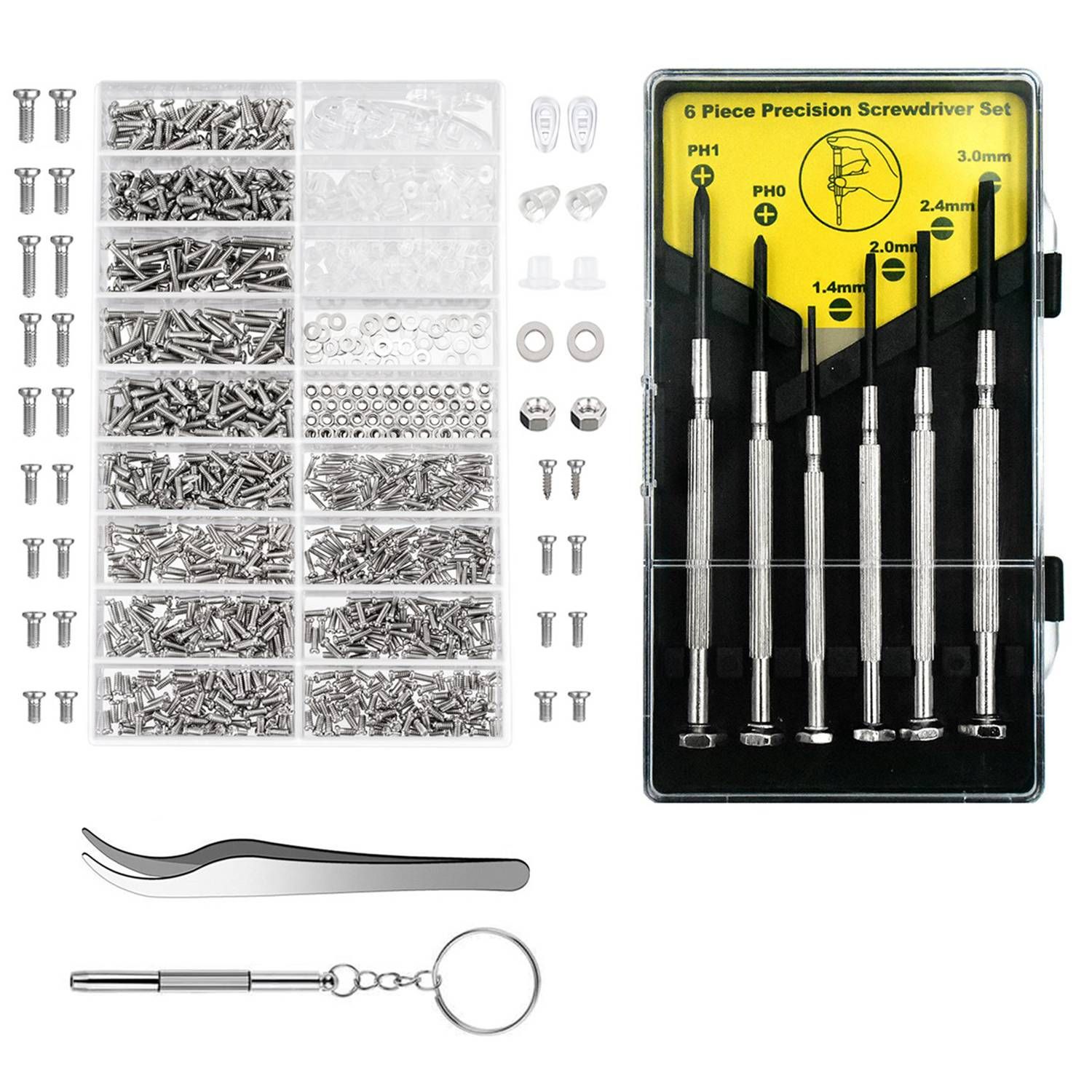 Durable Eyeglass Repair Kit Sunglasses Repair Kit With Nose Pads Screws Screwdriver Tweezers For Watch Clock Spectacle Repair