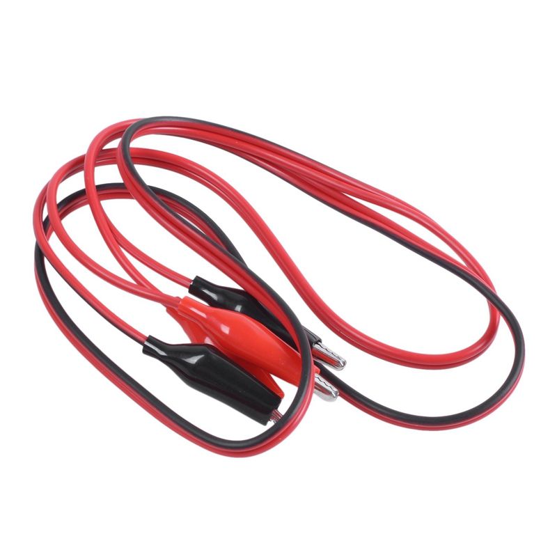 2 x 92 cm dual double ended probe cayman alligator clip cable -  black, red