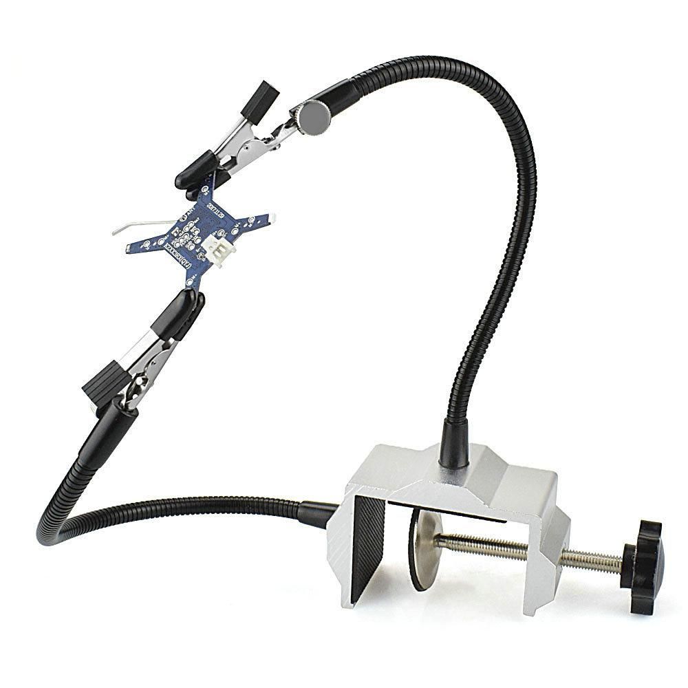 Multifunctional Bench Vise Table Clamp Soldering Helping Hands Soldering Station with 2pcs Flexible Arms for Circuit Board Welding Auxiliary Tools