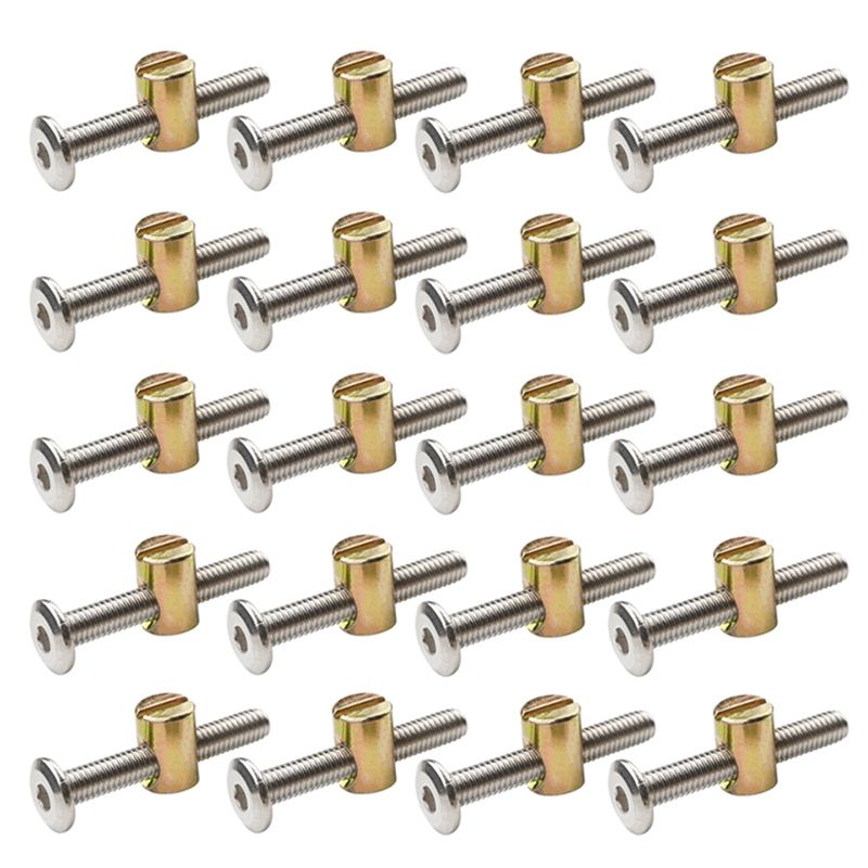 20PcsM6 Furniture Hardware Children's Bed Accessories Screw Hammer Nut Cross Hole Nut Two in One Connector
