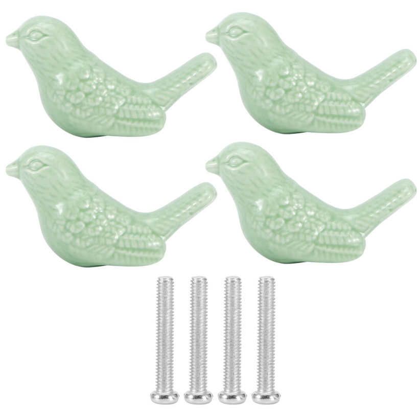 Drawer Knobs 4 Set Bird Shape Ceramic DIY Door Cupboard Pull Handle Furniture Accessories