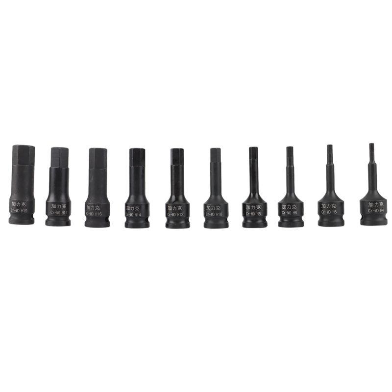 1/2 Inch Impact Type Hex Wrench Tool Power Tool Bit Socket Hex Wrench Head Set(H4 H5 H6 H8 H10 H12 H14 H16 H17 H19)