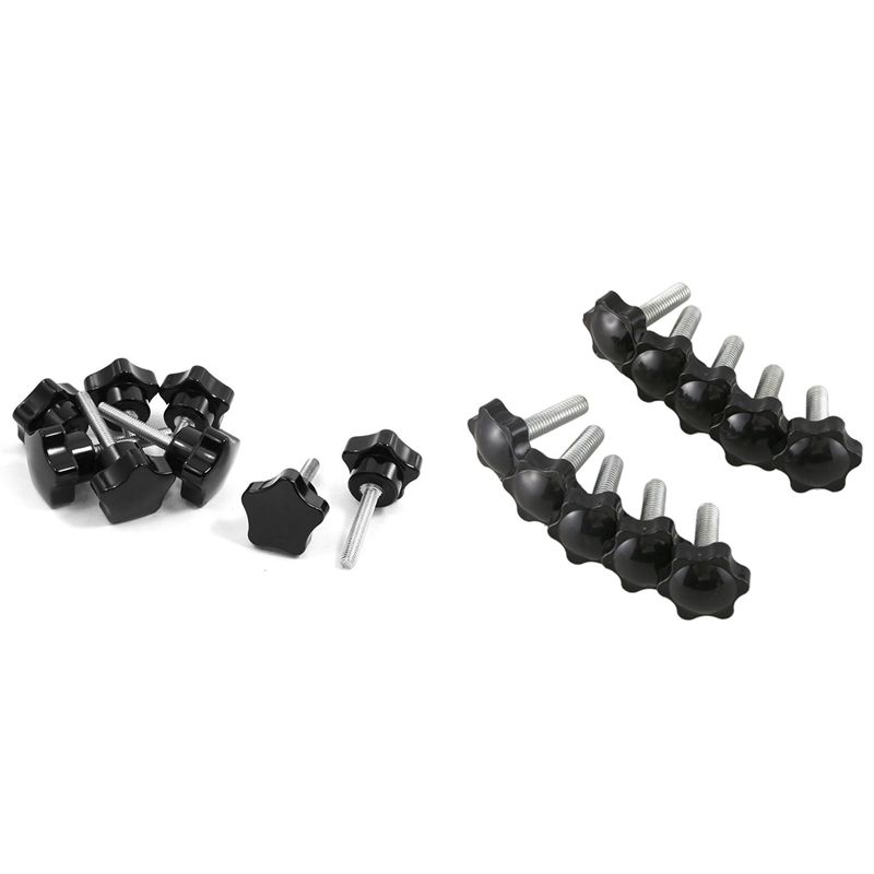 18 Pcs Clamping Screw Knob: 10 Pcs M8X30mmx32mm Male Thread Hex Shaped Head & 8 Pcs M6 x 30mm Male Thread Dia Head