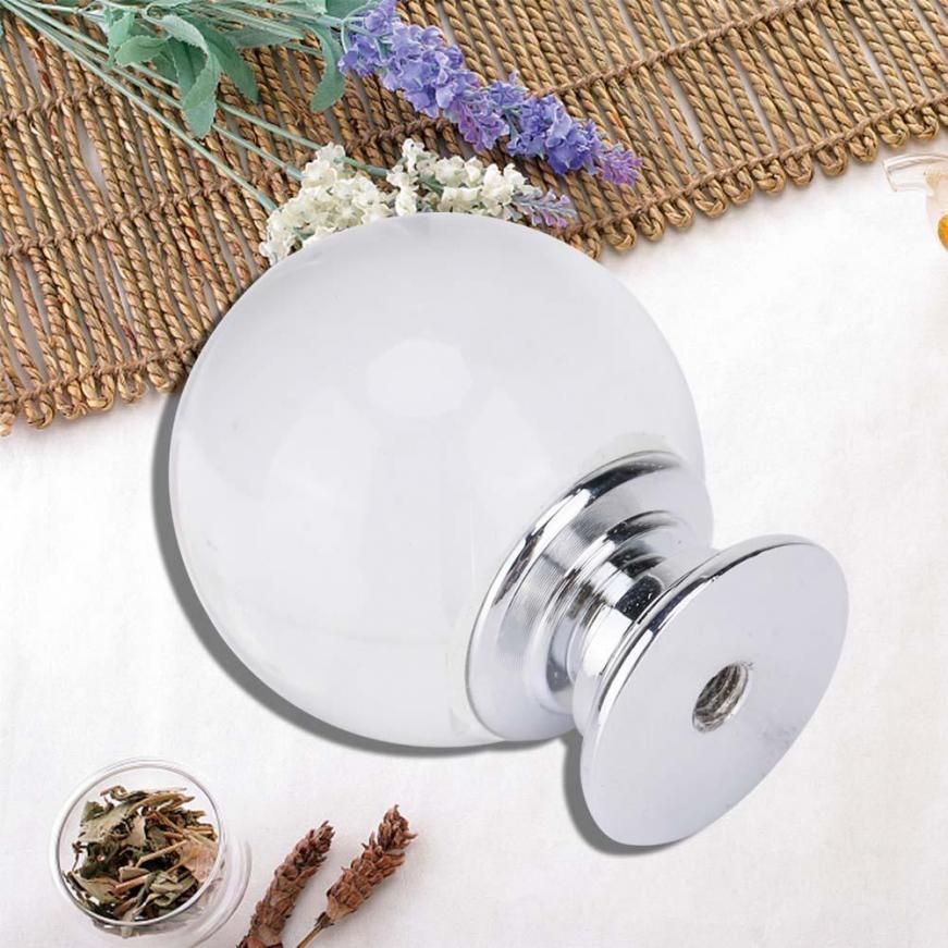 1PCS 30mm Ball Shape Crystal Glass Pull Handle Cabinet Drawer Cupboard Knob niture Knob Tool