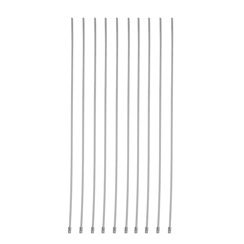 BRADOO- 10Pcs 17.7" Stainless Steel Locking Cable Ties For Exhaust Pipe Header Wrap Tape Silver