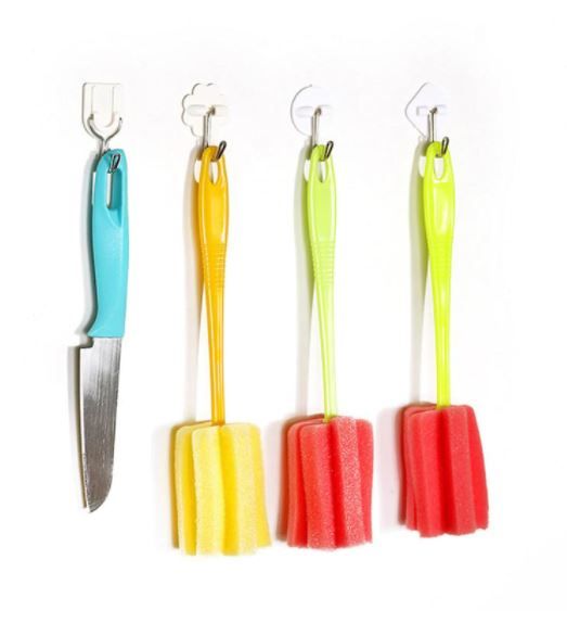 6 Pcs Bathroom Kitchen Glass Clear Suction Cup Hook Wall Hangers