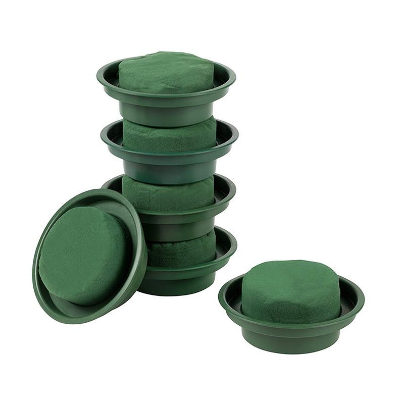 Delicate product Flower Arrangement Kit - 6-Pack Round Floral Foam in Single Design Bowl for Table Centerpiece, Wedding Aisle Flowers, Party Decoration, Green