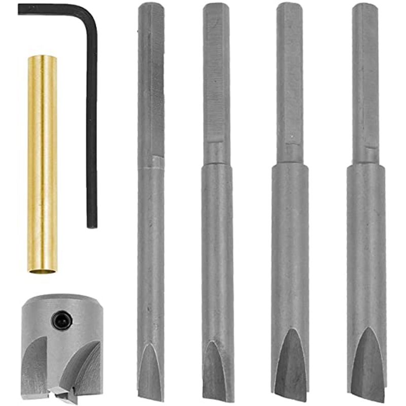 Pen Barrel Trimming System with 3/4 Inch Cutting Head,7mm, 8mm, 3/8 Inch, 10mm Pilot Shafts, Pen Barrel Mill Trimmer Set