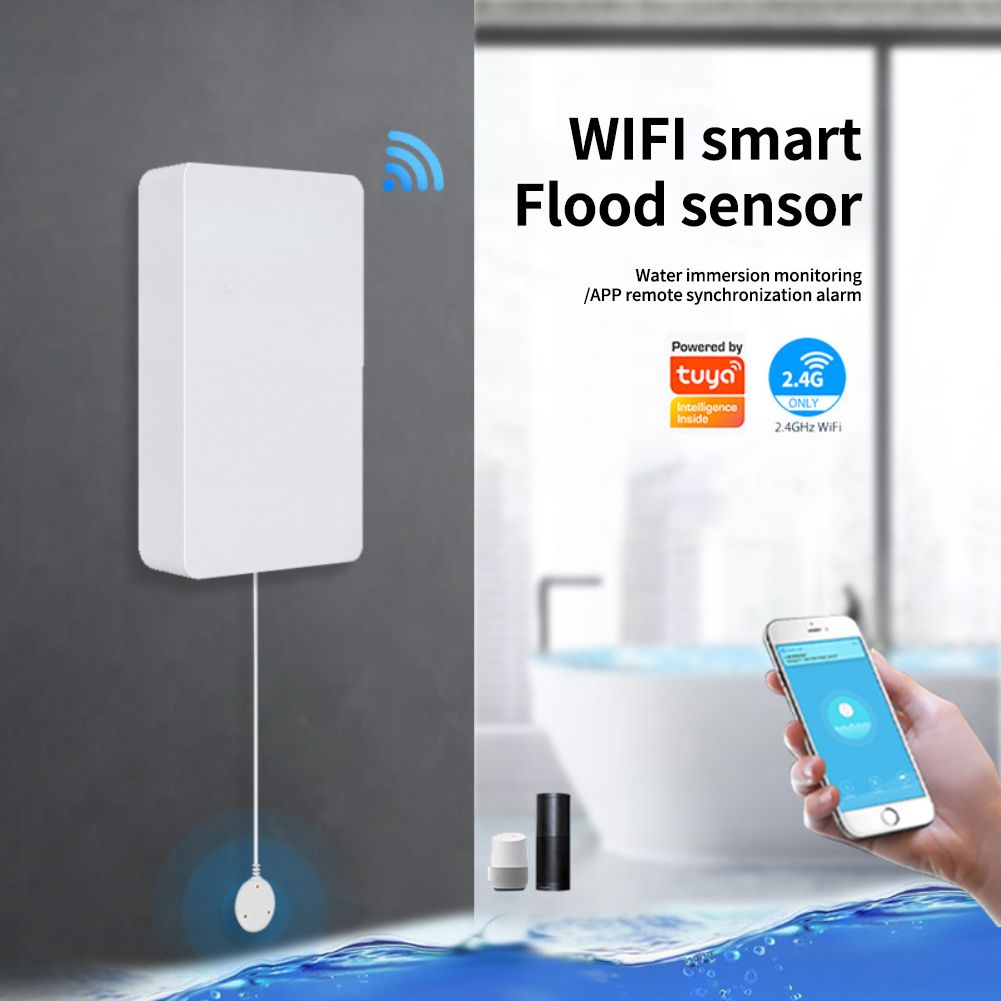 WiFi smart Tuya Water Leakage Sensor Tuya Water Alarm Compatible With Tuyasmart / Smart Life APP Easy Installation for home