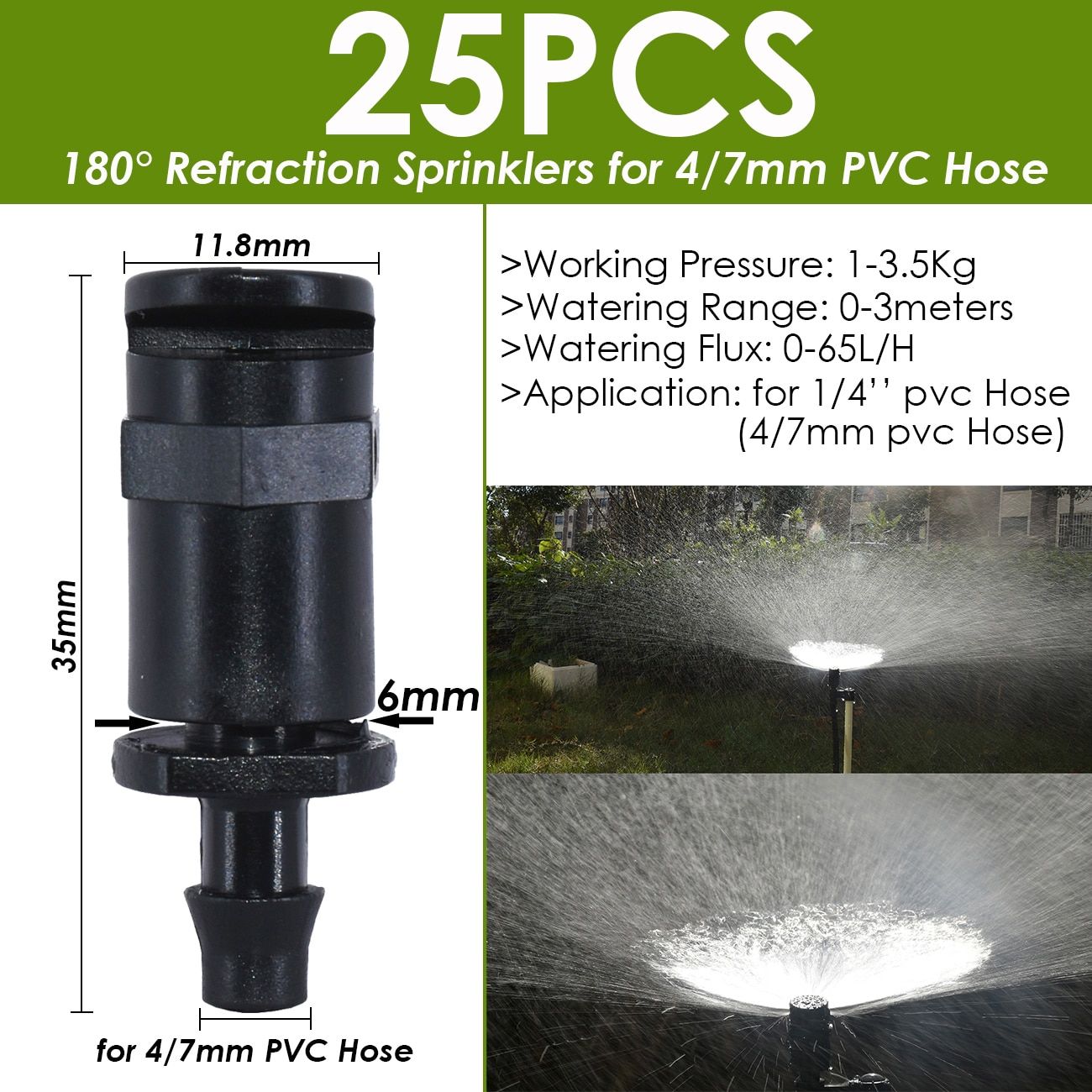 Greenhouse Garden Drip Irrigation Dripper Rotating Nozzle Spray Watering Sprinkler Emitters for 4/7mm 1/4in Hose Barb Connectors