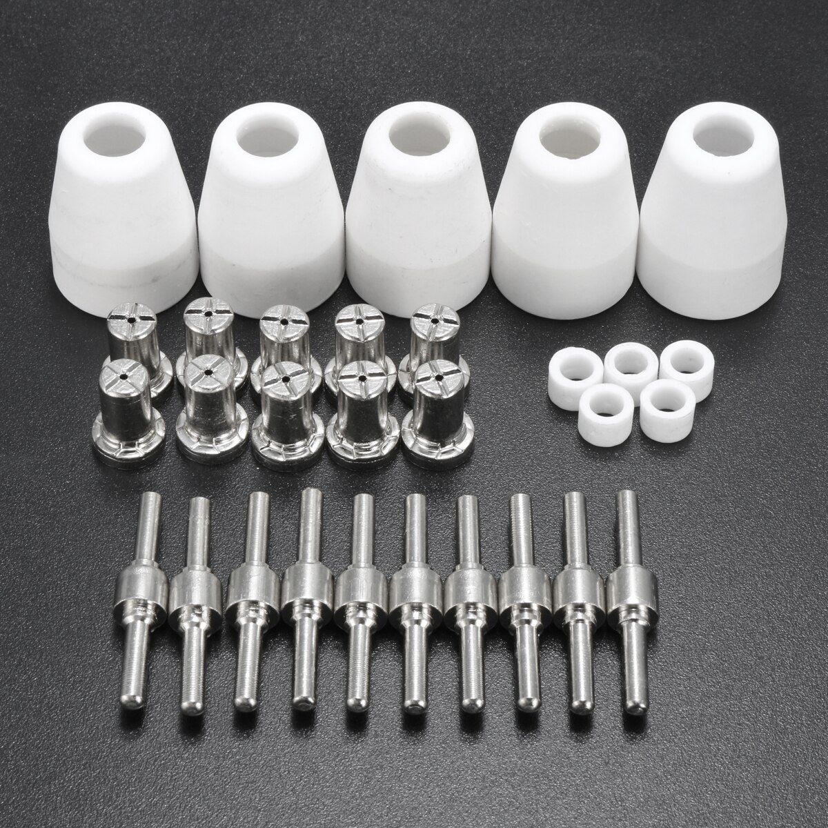 30Pcs Plasma Cutter Consumabl Extended Nickel-Plated Electrodes Nozzles Gas Ring For LG-40 PT-31Torch CUT-50 Cutting Machines