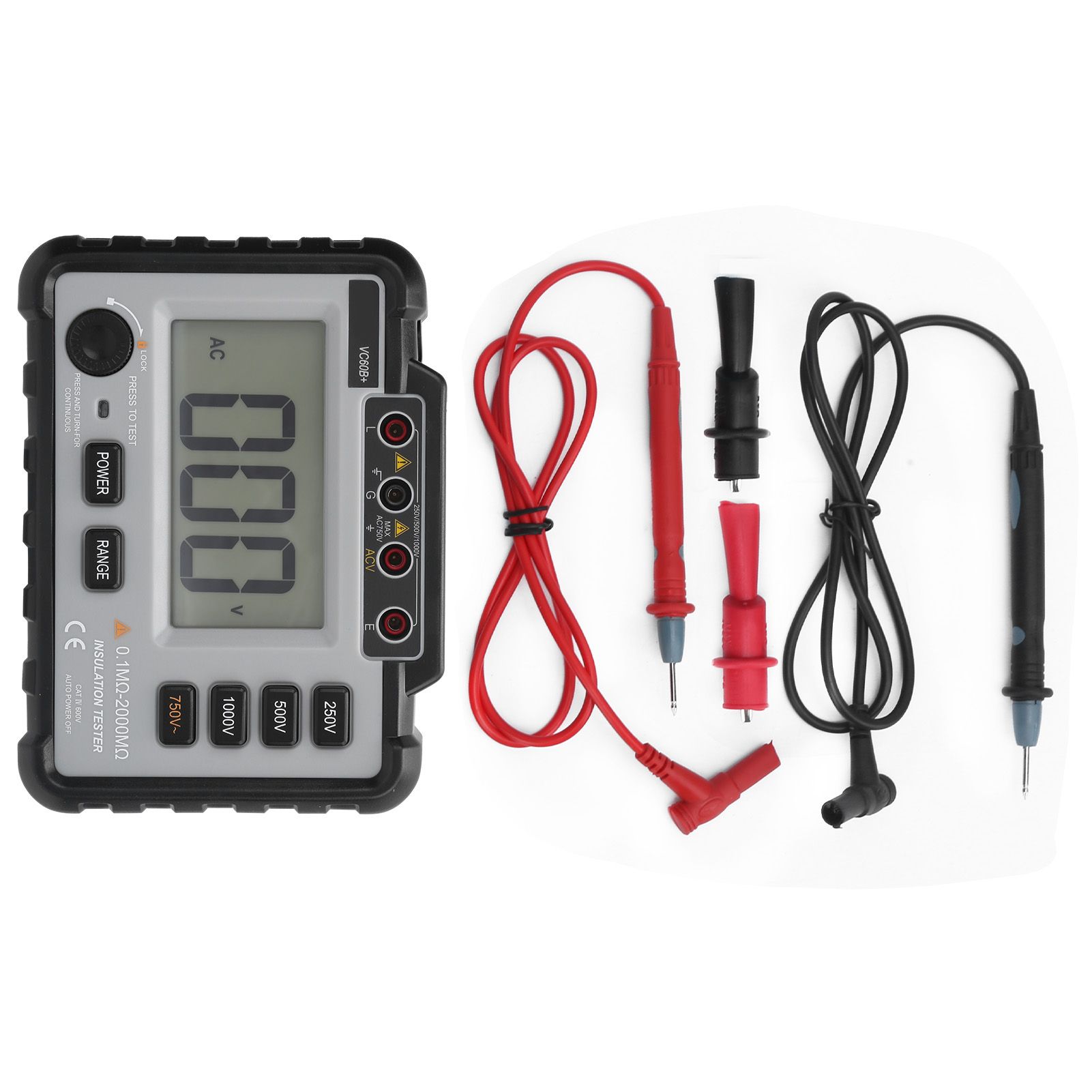 Electronic Megohmmeter 250/500/1000V LCD Backlight Insulation Resistance Tester