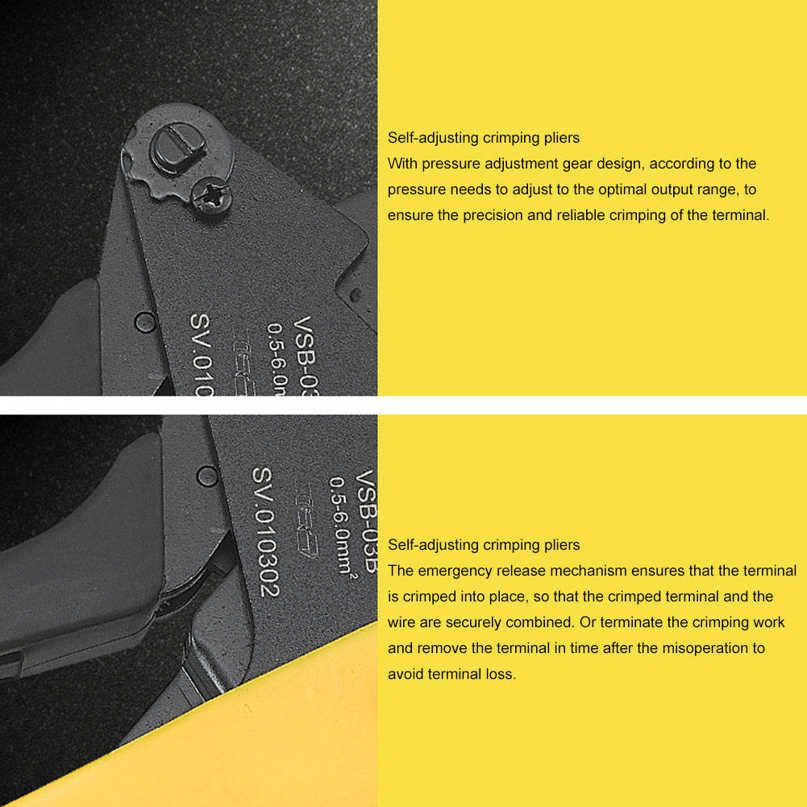 Self-Adjusting Crimping Plier 0.25~6.0mm² AWG23-10 Carbon Steel Electrician Tool