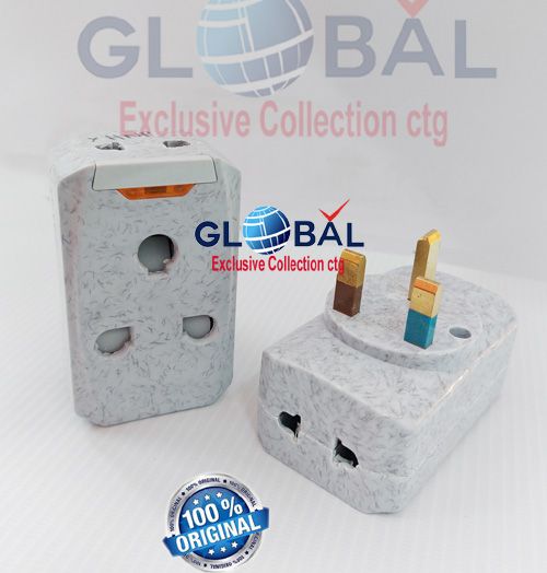 Multi Socket Plug Adapter, 3 Pin Multi Socket  15A to 13A Chromic  Design   Heavy Duty Professional.