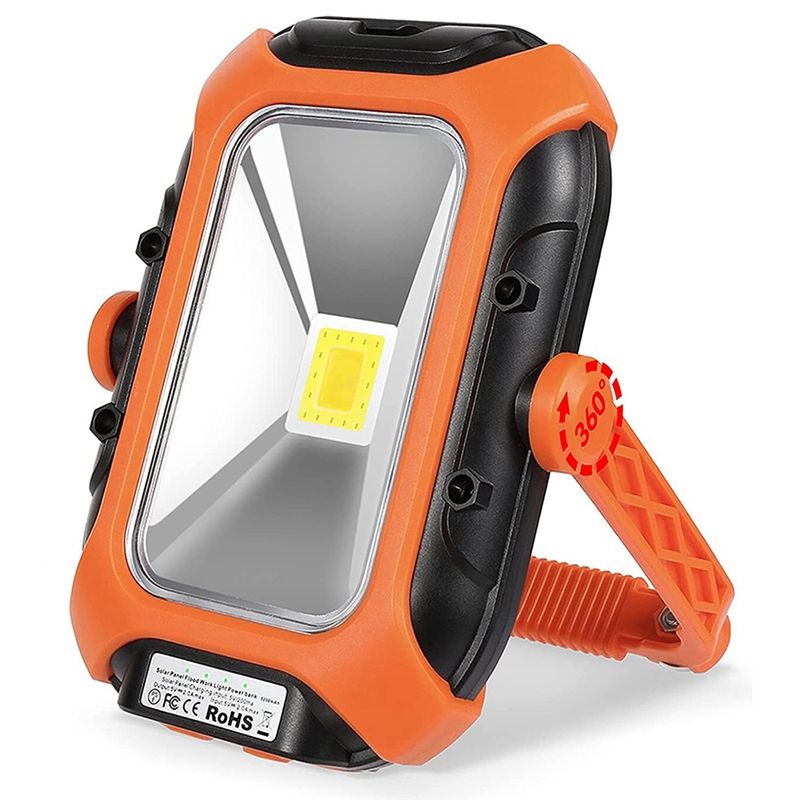 LED Work Light 2500LM Folding Solar Flood Light Magnetic Base & 360° Rotating Stand Waterproof for Job Site Lighting