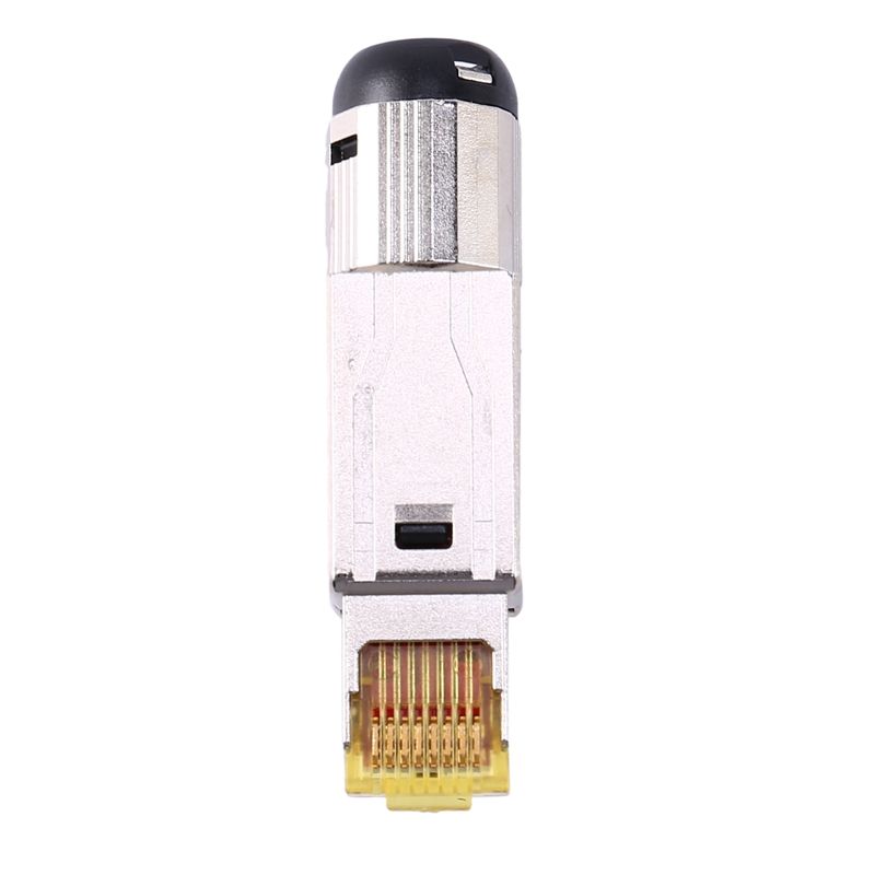 Tool-Free Shielded RJ45 Termination Plug Connector Cat6A Termination Plug Shielded Metal Boot Red